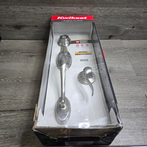 Kwikset Shelburne Satin Nickel Front Entry Door Handleset Lock w/ Dorian Lever